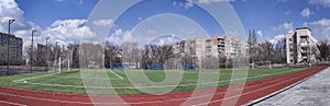 A stadium on the school`s territory in a residential area of Ã¢â¬â¹Ã¢â¬â¹Kramatorsk, Ukraine photo